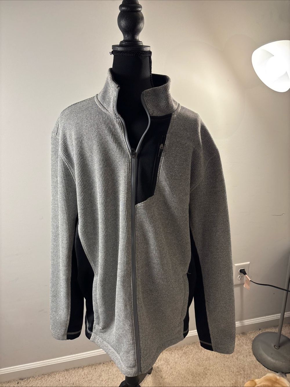 Izod Gray Performance Half-Zip Jacket with Black Accent. /425
